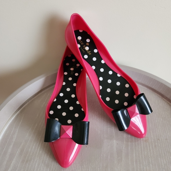 Kate Spade Pink Flats with Black Bow Accent - Picture 7 of 7